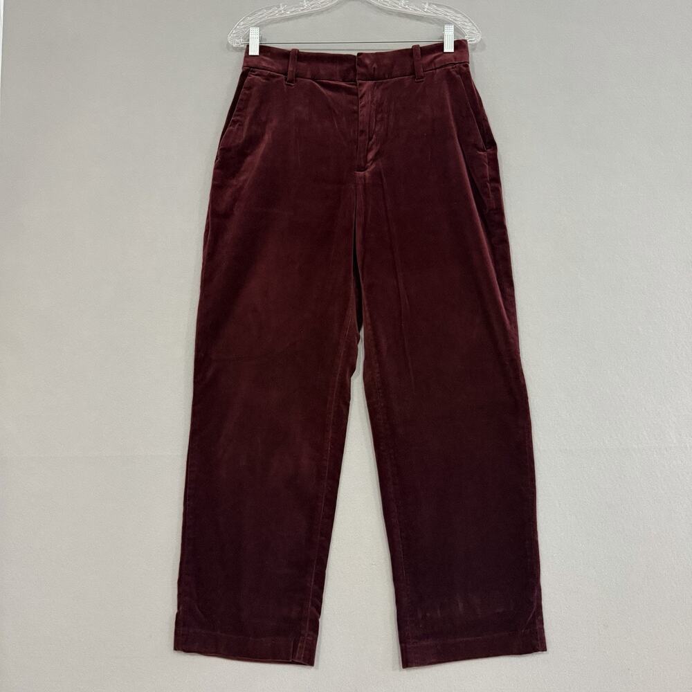 GAP Velvet Straight Leg Pants Size 6 Burgundy Maroon Dark Romantic Cottagecore